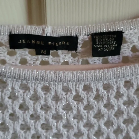 White with silver sparkles cover up shirt - Picture 2 of 3